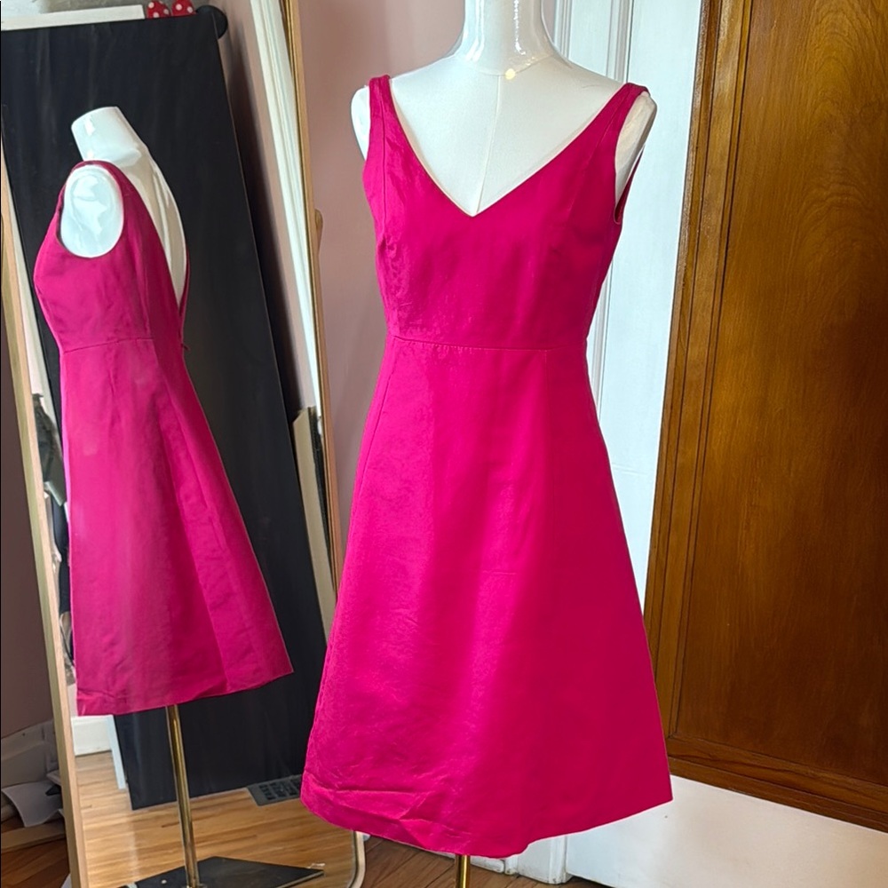 J. Crew Pink V-Neck Sleeveless Midi Dress